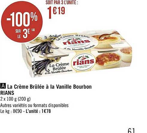 la crème brûlée à la vanille bourbon rians