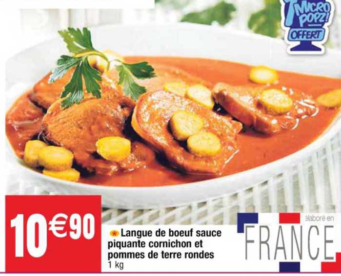 Langue De Bœuf Sauce Piquante Cornichon Et Pommes De Terre Rondes