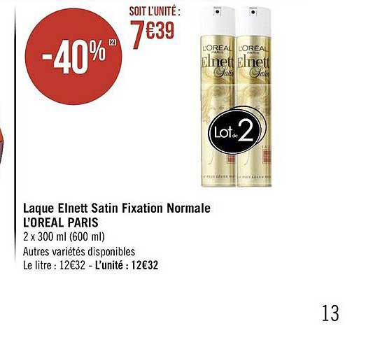 laque elnett satin fixation normale l'oréal paris