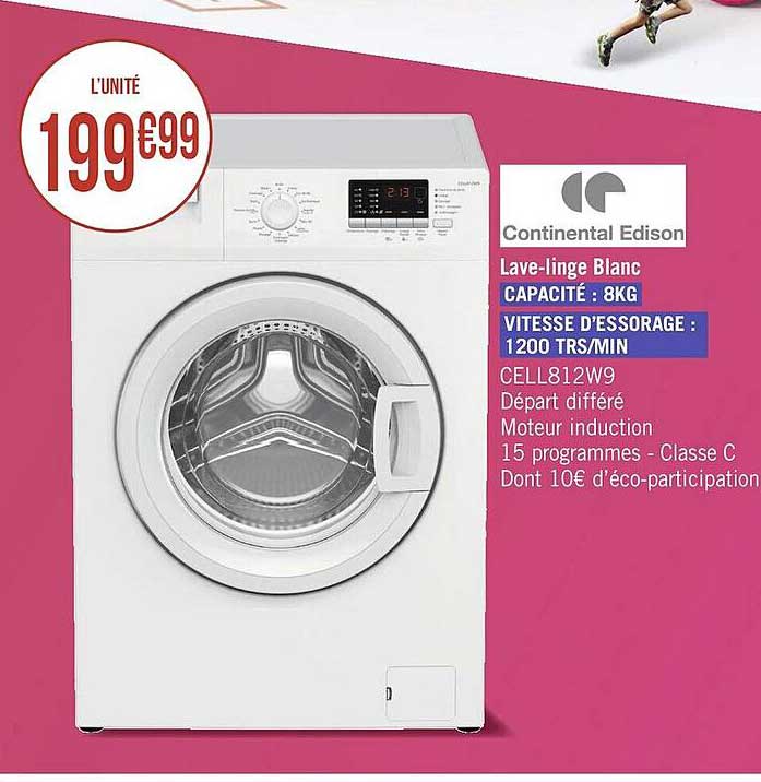 lave-linge blanc continental edison