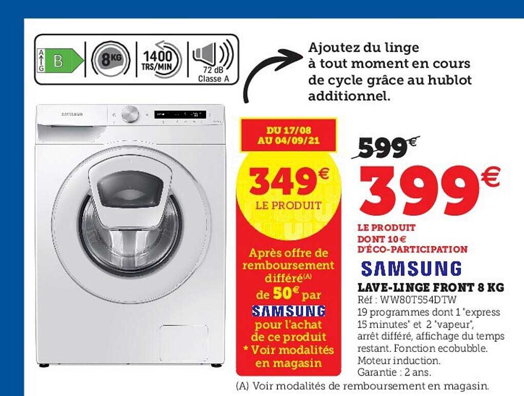 lave-linge front 8 kg samsung