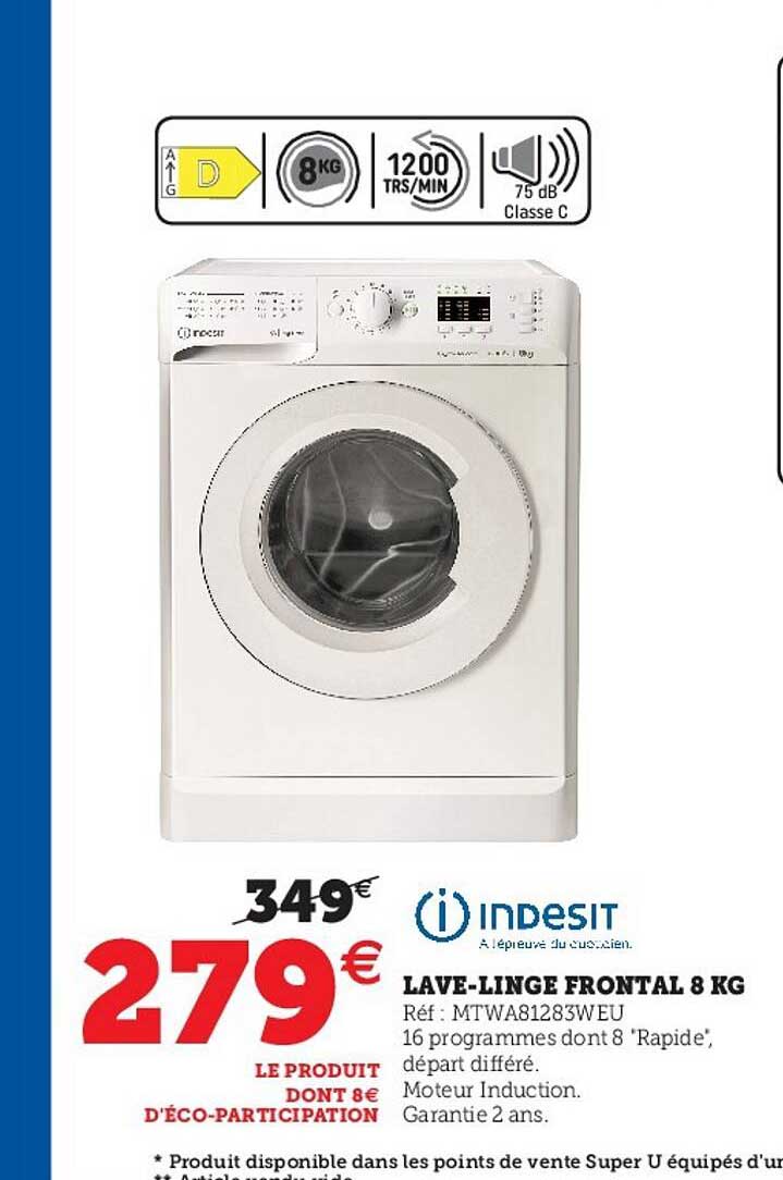lave-linge frontal 8 kg indesit