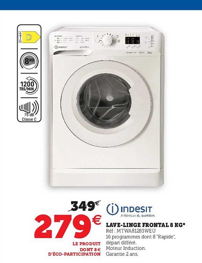 lave-linge frontal 8 kg indesit