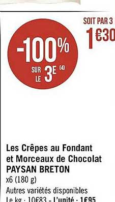 les crêpes au fondant et morceaux de chocolat paysan breton