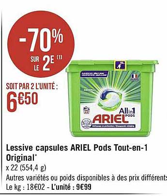 lessive capsules ariel pods tout-en-1 original