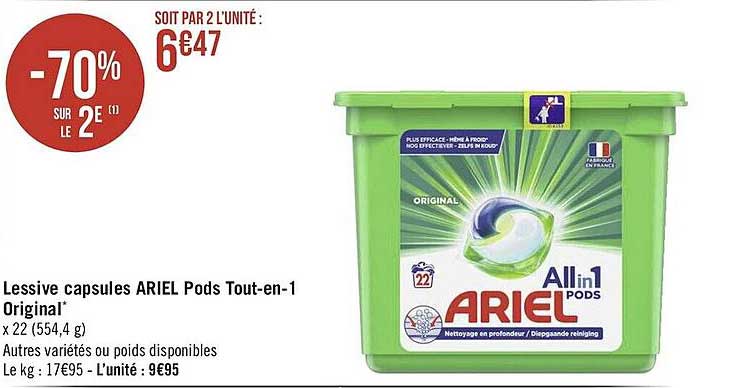 lessive capsules ariel pods tout-en-1 original
