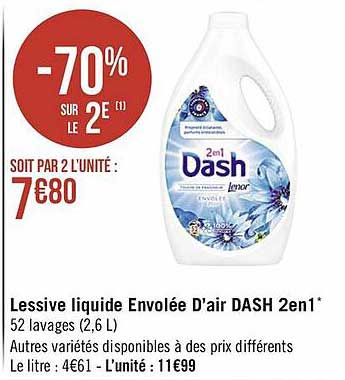 lessive liquide envolée d'air dash 2 en 1