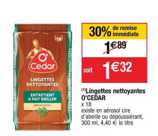 lingettes nettoyantes o'cedar