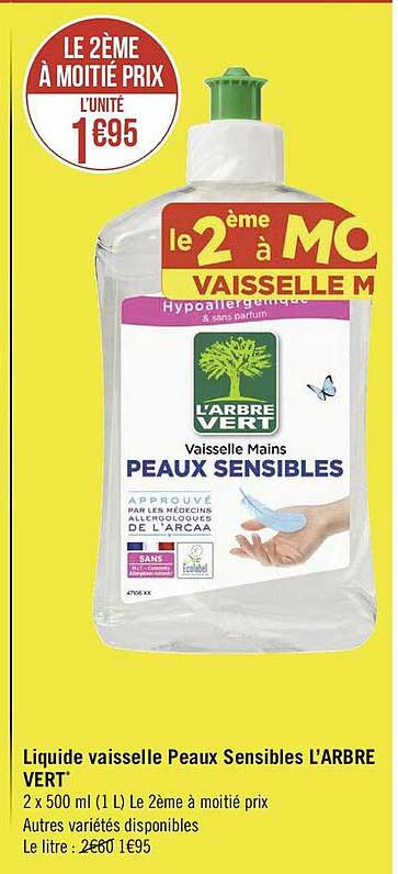 liquide vaisselle peau sensibles l'arbre vert