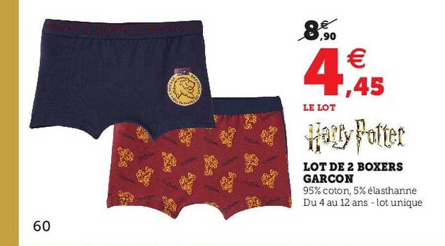 lot de 2 boxers garçon harry potter