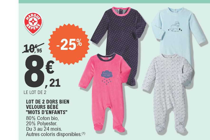 lot de 2 dors bien velours bébé "mots d'enfants"