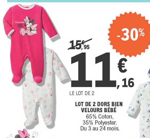 lot de 2 dors bien velours bébé