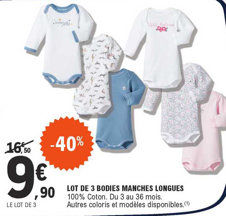 lot de 3 bodies manches longues
