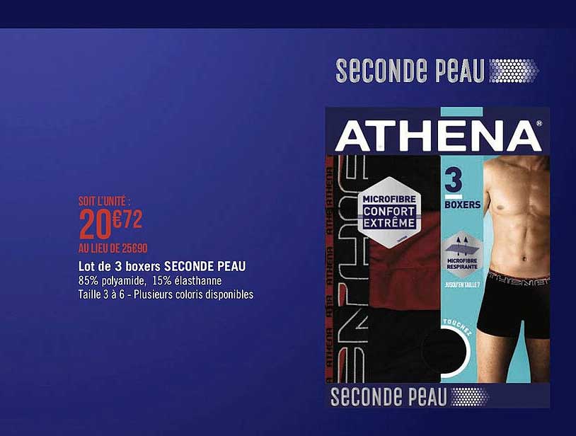 lot de 3 boxers seconde peau athena