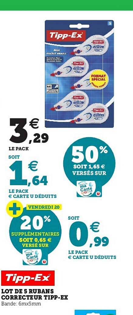 lot de 5 rubans correcteur tipp-ex