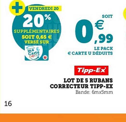 lot de 5 rubans correcteur tipp-ex