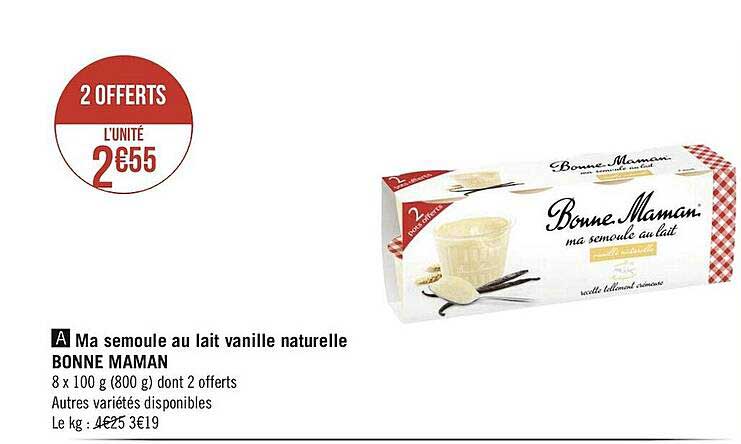 ma semoule au lait vanille naturelle bonne maman