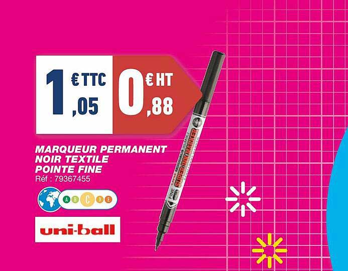 marqueur permanent noir textile point fine uni-ball