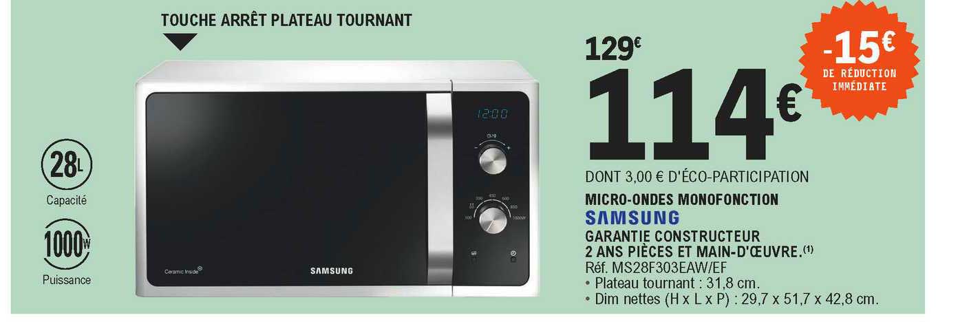 micro ondes monofonction samsung