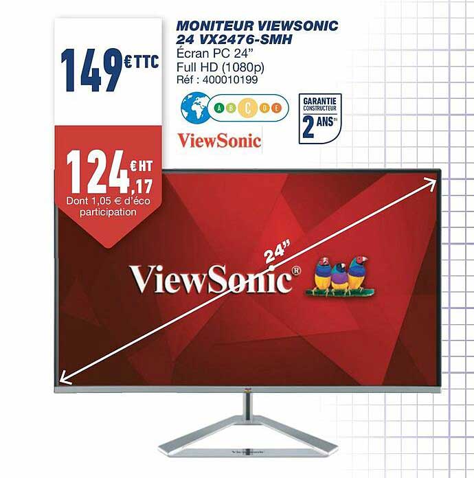 moniteur viewsonic 24 vx2476-smh