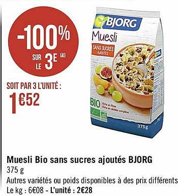 Muesli Bio Sans Sucres Ajoutés Bjorg
