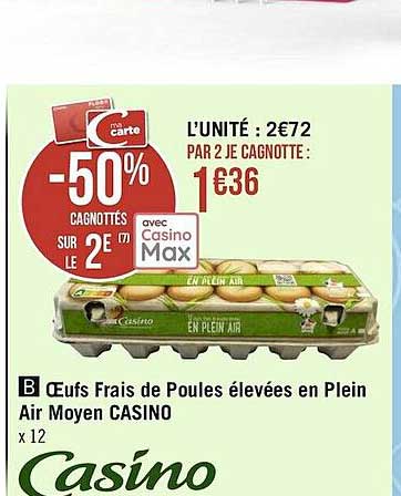 oeufs frais de poules élevées en plein air moyen casino