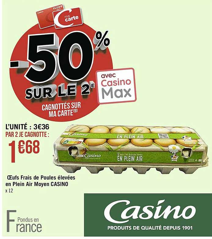 oeufs frais de poules élevées en plein air moyen casino