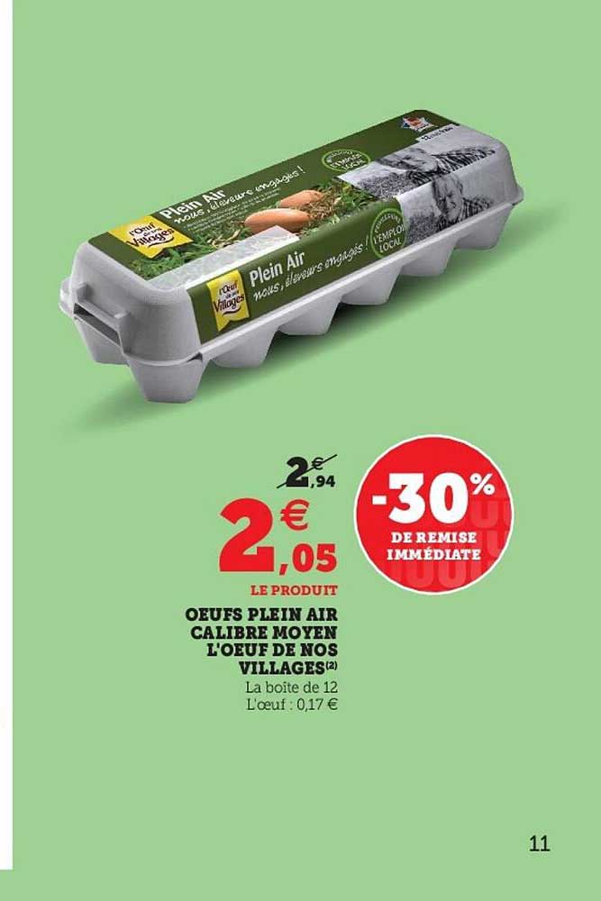 Oeufs Plein Air Calibre Moyen L'œuf De Nos Villages