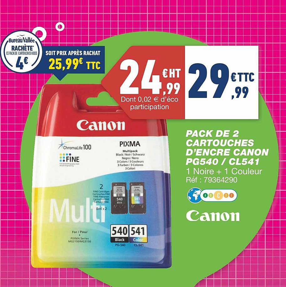 pack de 2 cartouches d'encre canon pg540 - cl541