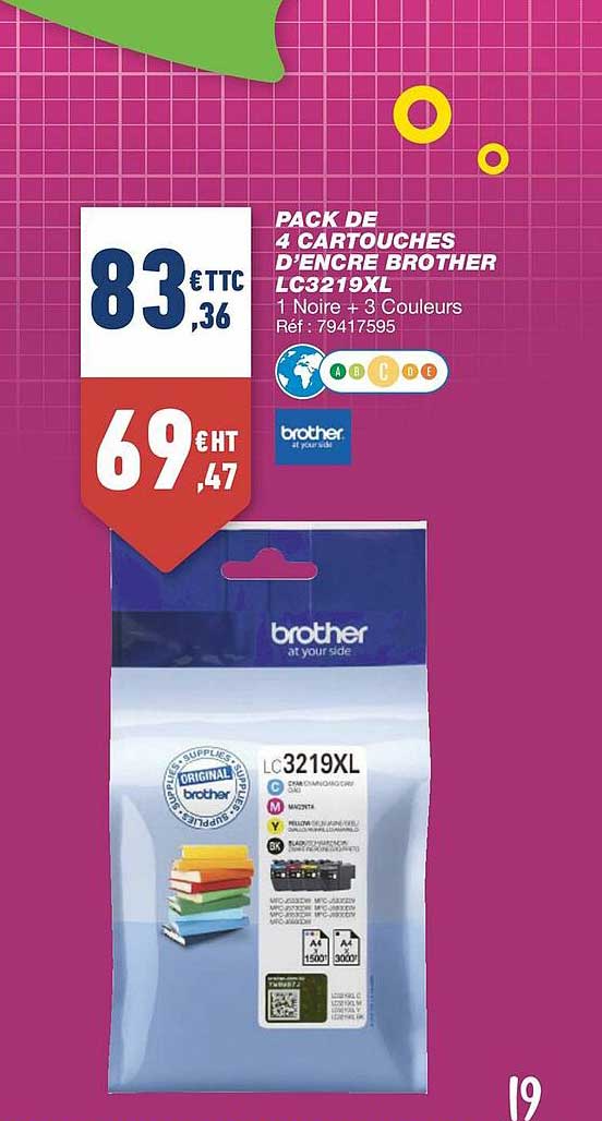 pack de 4 cartouches d'encre brother lc3219xl