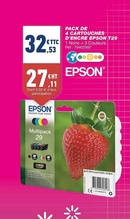 pack de 4 cartouches d'encre epson t29