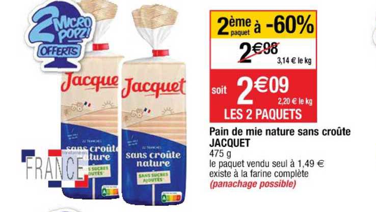 Pain De Mie Nature Sans Croûte Jacquet