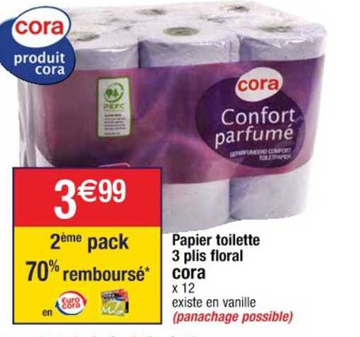 papier toilette 3 plis floral cora