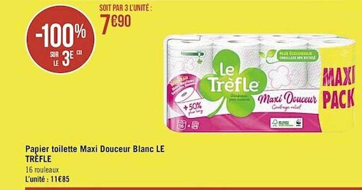Papier Toilette Maxi Douceur Blanc Le Trèfle