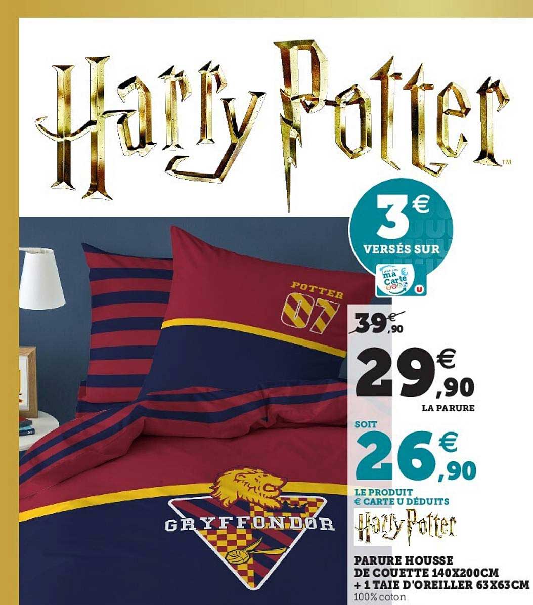 parure housse de couette 140 x 200 cm + 1 taie d'oreiller 63 x 63 cm harry potter