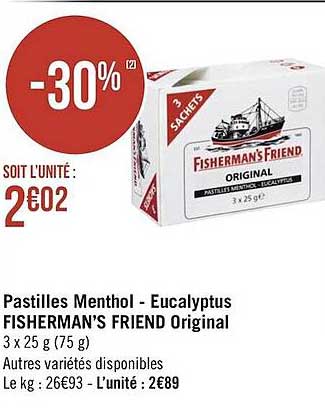 pastilles menthol - eucalyptus fisherman's friend original