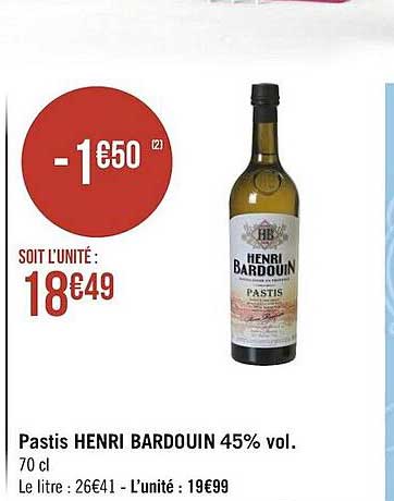 pastis henri bardouin 45% vol.