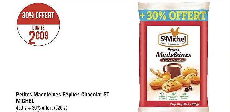 petites madeleines pépites chocolat st michel