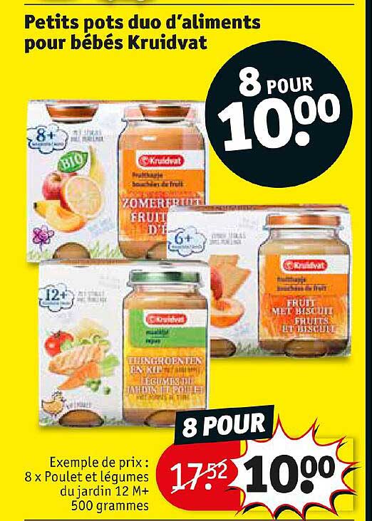 petits pots duo d'aliments pour bébés kruidvat