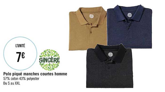 polo piqué manches courtes homme sincère