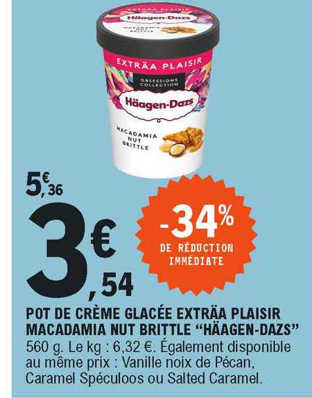 pot de crème glacée exträa plaisir macadamia nut brittle "häagen-dazs"