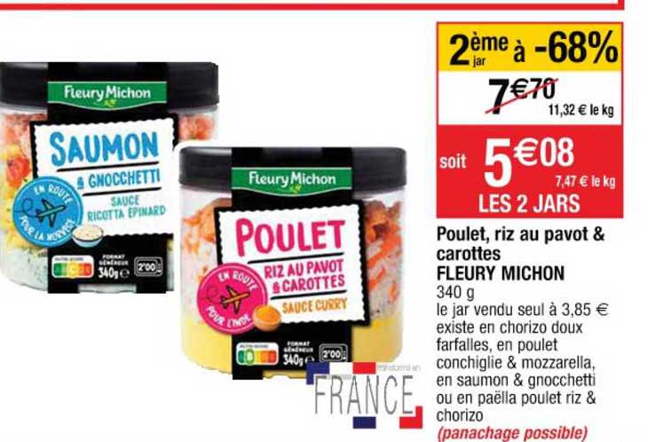 poulet, riz au pavot & carottes fleury michon
