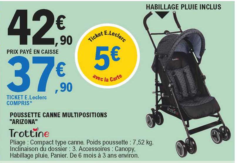 poussette canne multipositions "arizona" trottine