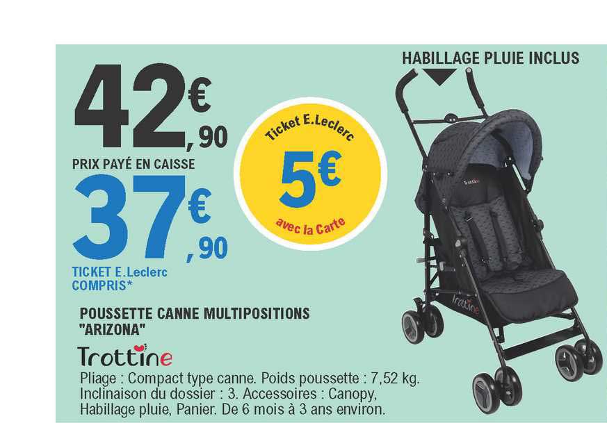 poussette canne multipositions "arizona" trottine