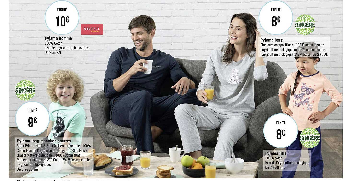 pyjama homme arkitect, pyjama long, pyjama long manches courtes, pyjama fille sincère