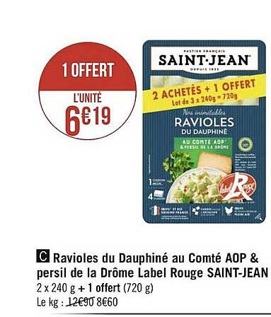 ravioles du dauphiné au comté aop & persil de la drône label rouge saint-jean