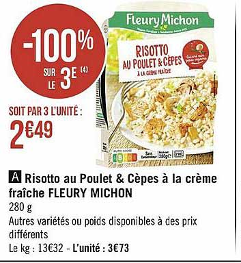 risotto au poulet & cèpes à la crème fraîche fleury michon