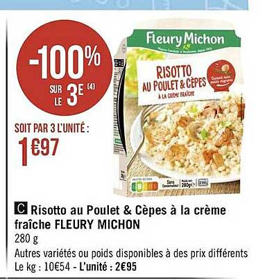 risotto au poulet & cèpes à la crème fraîche fleury michon