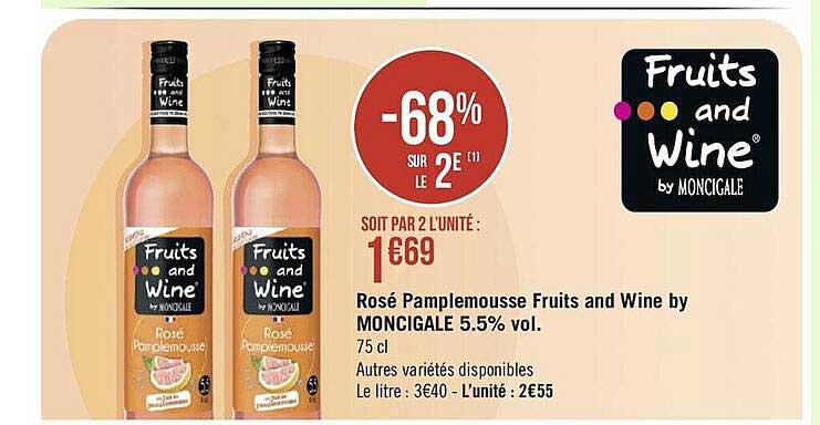 rosé pamplemousse fruits and wine by moncigale 5.5% vol.