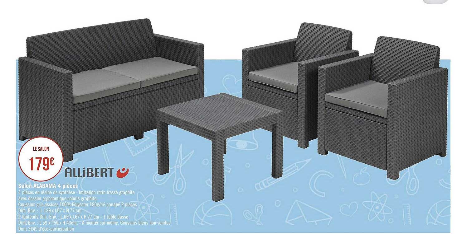 salon alabama 4 pièces allibert